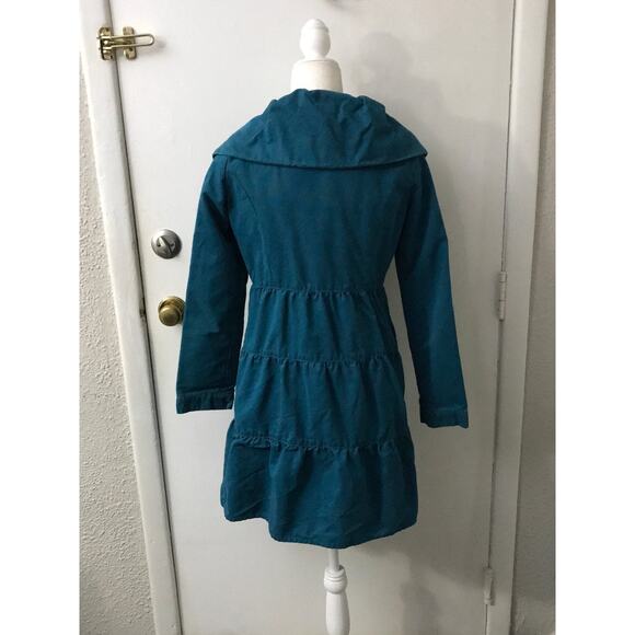 Teal Peacoat Trench Coat M Xhilaration Indie Vanguard Boho Coquette Girl Classic - Picture 2 of 11